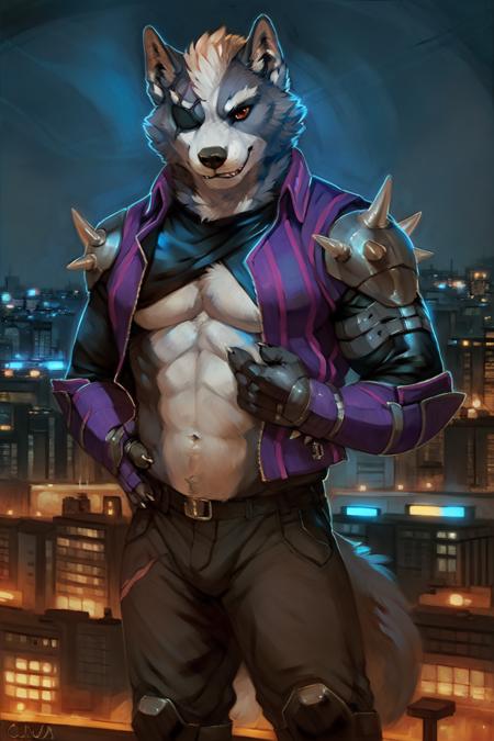 00093-3414163938-(by oouna, by honovy) male, wolf, solo, wearing jacket, eyepatch, red eyes, grey body, scar, wolf o'donnell, purple clothing, sp.png